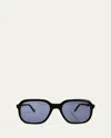 Selima Optique Maestro Sun Square Acetate & Metal Sunglasses In E8/b-or Totroise/red