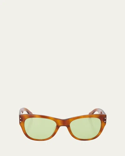 Selima Optique Renee Rectangle Acetate Sunglasses In 28 Red Transparent