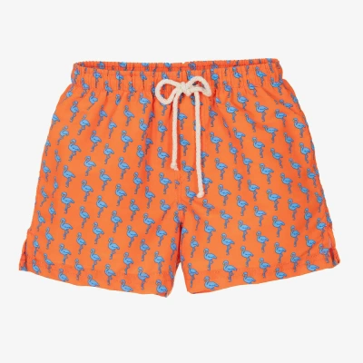 Selini Action Kids' Boys Orange Flamingo-print Swim Shorts