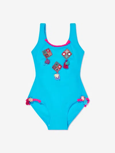 Selini Action Kids'  Girls Boho Swimsuit In Blue