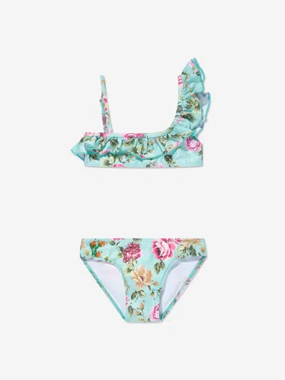 Selini Action Kids'  Girls Floral And Checked Bikini In Multicoloured