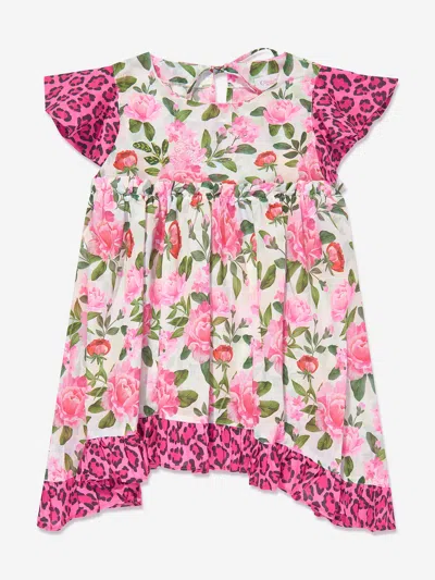 Selini Action Babies'  Girls Floral And Leopard Dress In Multicoloured