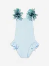 Selini Action Girls Flower And Sequins Swimsuit In Blue
