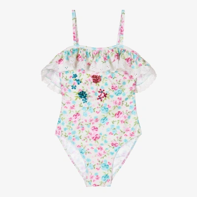 Selini Action Kids' Girls Ivory Floral Swimsuit