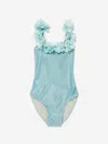 Selini Action Girls Metallic Flowers Swimsuit In Blue