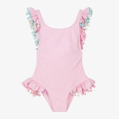 Selini Action Kids' Girls Pastel Pink Pom-pom Swimsuit