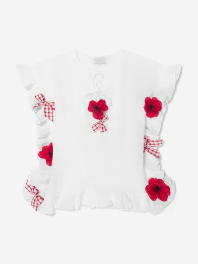 Selini Action Kids' Girls Poppies And Bows Kaftan In White