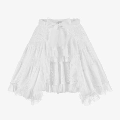 Selini Action Kids' Girls White Cotton & Tulle Beach Skirt