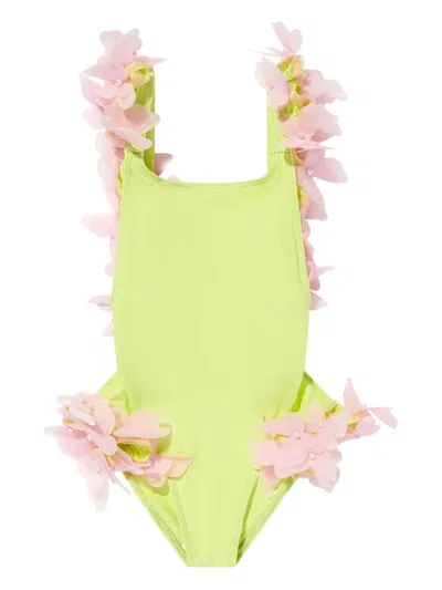 Seliniaction Kids' Butterfly-embellished Swimsuit In Green