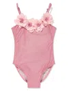 Shop Seliniaction Floral-appliqué Swimsuit In Pink