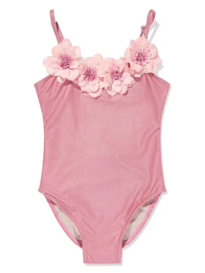Seliniaction Kids' Floral-appliqué Swimsuit In Pink