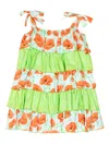 Seliniaction Floral-print Tiered Dress In Green
