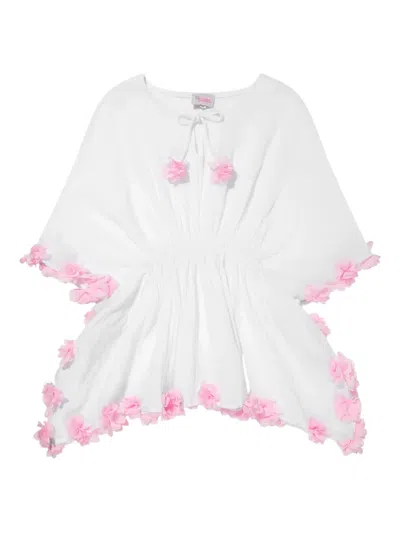Seliniaction Kids' Flower-embellished Casual Dress In White