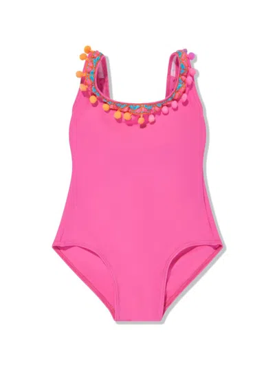 Seliniaction Kids' Pompom-detail Swimsuit In Pink