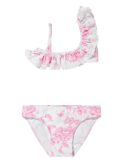Seliniaction Kids' Ruffle-lace Bikini In Pink