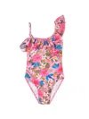 Seliniaction Ruffle One-shoulder Swimsuit In Pink