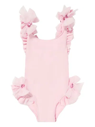 Seliniaction Kids' Ruffled-bows Swimsuit In Pink