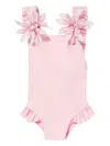 Seliniaction Ruffled Flowered Swimsuit In Pink