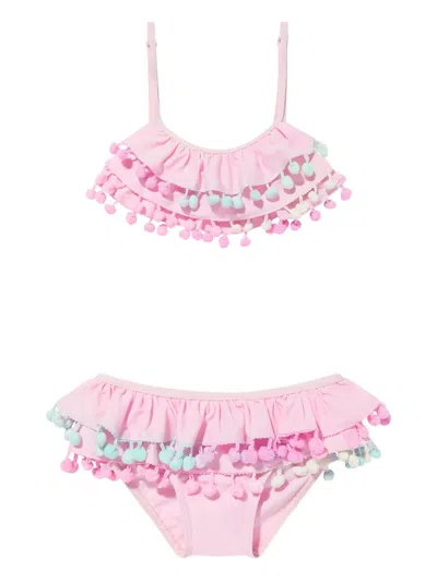Seliniaction Ruffled Pom-pom Bikini In Pink
