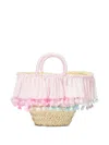 Seliniaction Ruffled Pompom Straw Bag