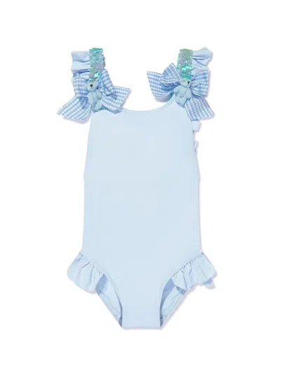 Seliniaction Kids' Sequin-embellished Swimsuit In Blue