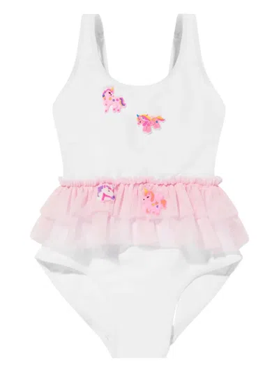Seliniaction Unicorn-appliqué Tulle Swimsuit In White