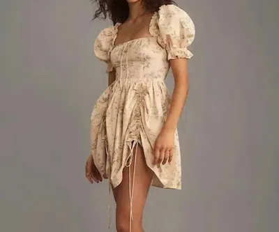 Selkie Anthropologie  Puff-sleeve Mini Dress In Villa In Multi