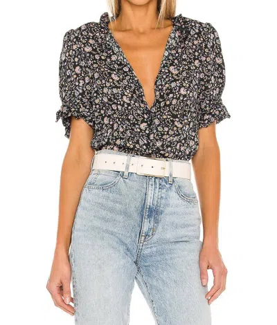 Selkie Bistro Scalloped Hem Blouse In Spirit In Black