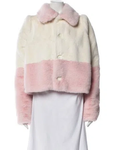 Pre-owned Selkie Colorblock Pattern Faux Fur Coat W/ Tags In Pink