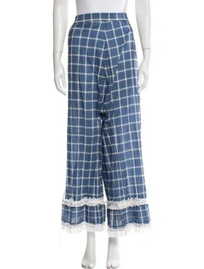 Pre-owned Selkie Colorblock Pattern Ruffle Embellishment Pajamas In Blue