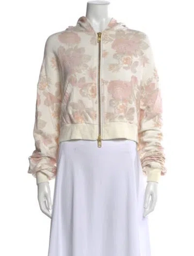 Pre-owned Selkie Floral Print Crew Neck Hoodie In Neutral