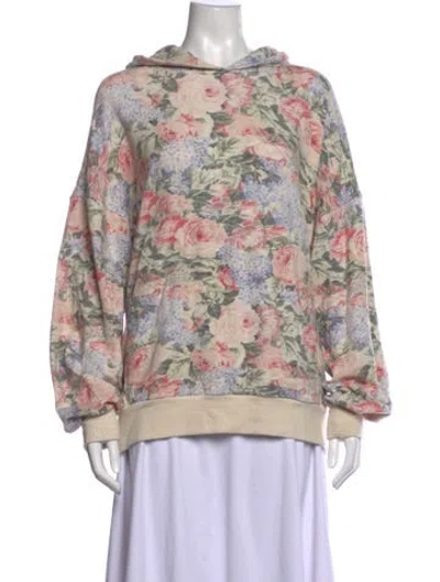 Pre-owned Selkie Floral Print Crew Neck Hoodie In Neutrals