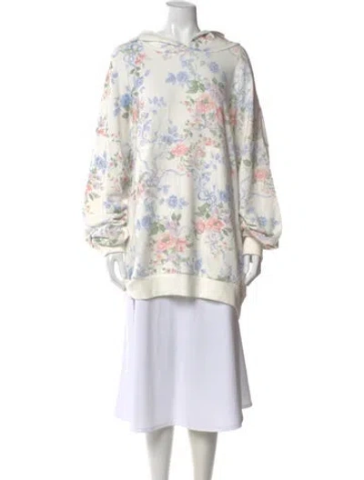 Pre-owned Selkie Floral Print Crew Neck Hoodie W/ Tags In White