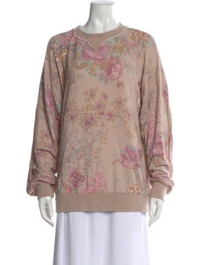 Pre-owned Selkie Floral Print Crew Neck Sweatshirt In Neutral