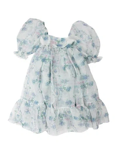 Pre-owned Selkie Floral Print Long Dress In Blue