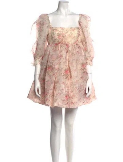 Pre-owned Selkie Floral Print Long Dress In Neutral