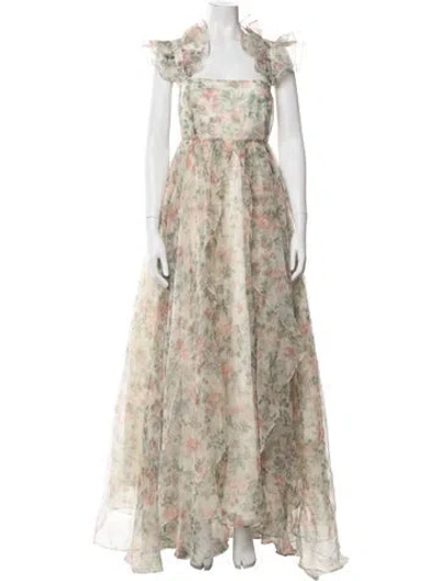 Pre-owned Selkie Floral Print Long Dress In Neutrals