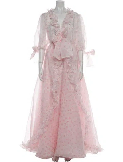 Pre-owned Selkie Floral Print Long Dress In Pink