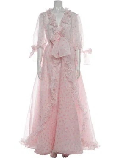 Pre-owned Selkie Floral Print Long Dress In Pink