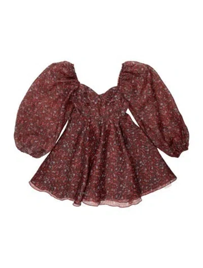Pre-owned Selkie Floral Print Long Dress In Red