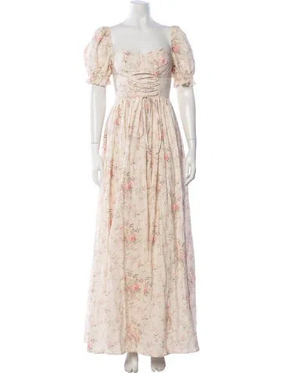 Pre-owned Selkie Floral Print Long Dress W/ Tags In Pink