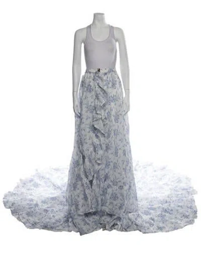 Pre-owned Selkie Floral Print Long Skirt W/ Tags In Blue