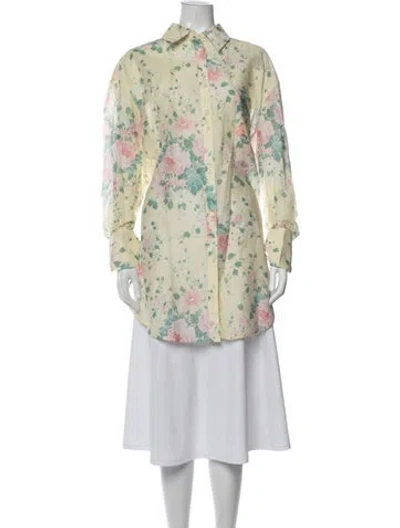 Pre-owned Selkie Floral Print Long Sleeve Button-up Top W/ Tags In Multicolor