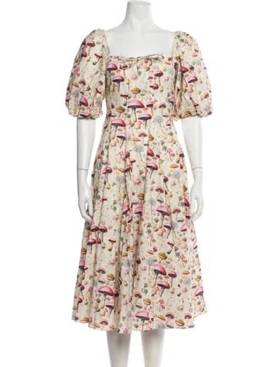 Pre-owned Selkie Floral Print Midi Length Dress In Multi