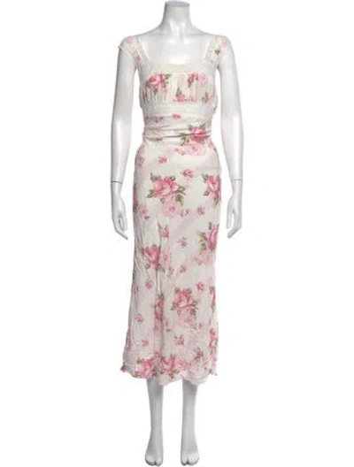 Pre-owned Selkie Floral Print Midi Length Dress In Pink