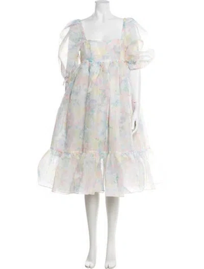 Pre-owned Selkie Floral Print Midi Length Dress In Pink