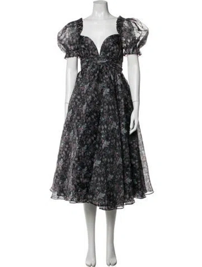 Pre-owned Selkie Floral Print Midi Length Dress W/ Tags In Purple