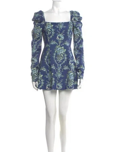 Pre-owned Selkie Floral Print Mini Dress In Blue
