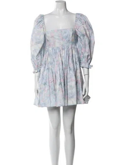 Pre-owned Selkie Floral Print Mini Dress In Blue