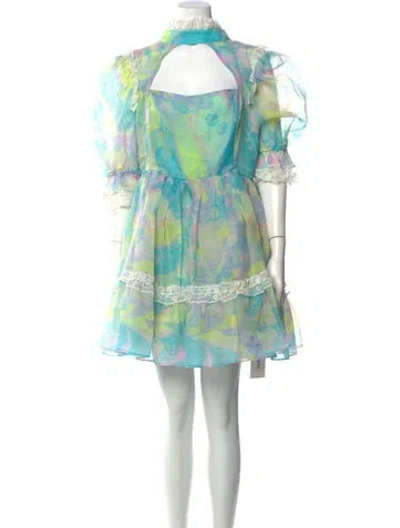 Pre-owned Selkie Floral Print Mini Dress In Blue